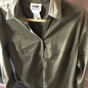 Olive green button down shirt